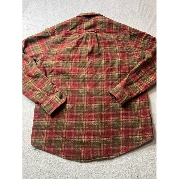 ORVIS Men's M Plaid Flannel Long Sleeve Button Up Shirt shacket pocket Red green - Picture 7 of 8